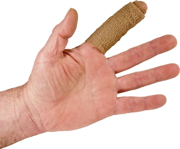 Pekfingret skada isolerade hand — Stockfoto