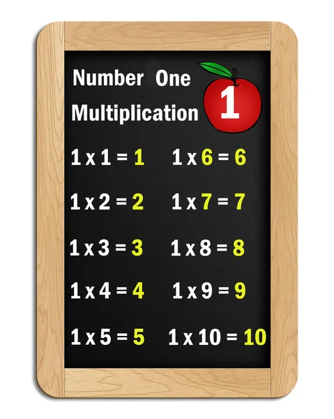 1 tabelas de multiplicação em um quadro negro — Fotografia de Stock