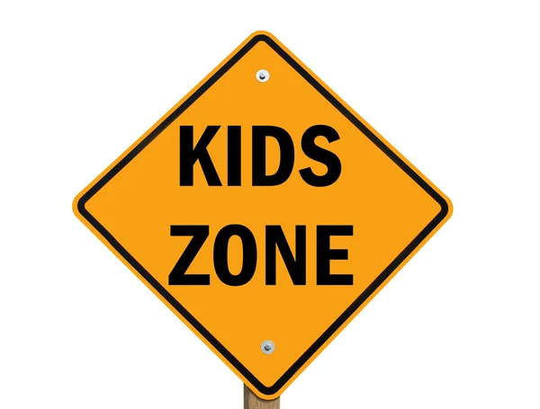 Kids zone waarschuwingsbord geïsoleerd — Stockfoto