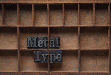 Metal type in a wood case clipart