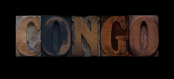 Congo woord in oude houtsoort — Stockfoto