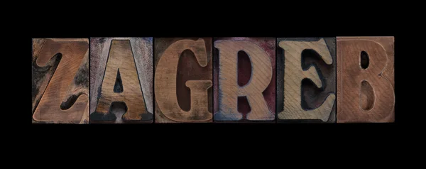 stock image Zagreb in old wood type