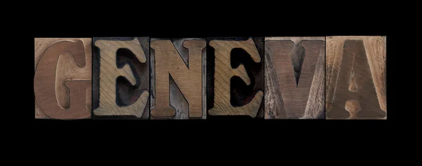 古い活版木材の種類の単語ジュネーブ — ストック写真