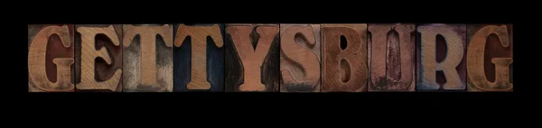 Mot Gettysburg Vieux Type Bois Typographie — Photo