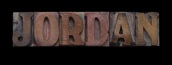 Jordan in old wood type — Stock Photo, Image