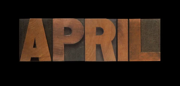 April in old wood type — Stock Photo, Image