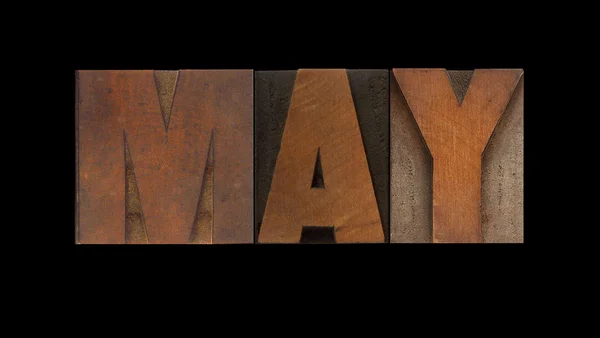 May in old wood type — Stock Photo, Image