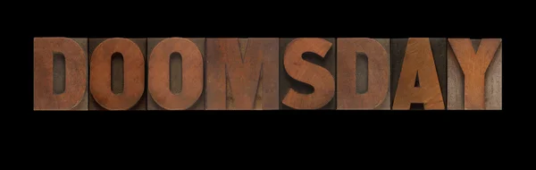 Word Doomsday Old Letterpress Wood Type — Stock Photo, Image