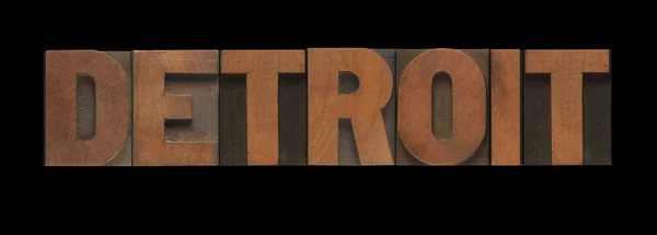 Word Detroit Old Letterpress Wood Type — Stock Photo, Image