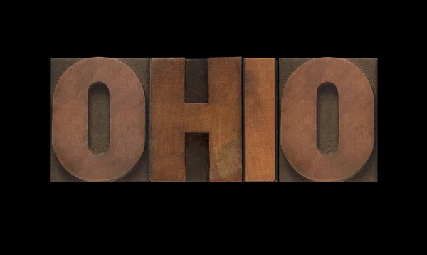 Ohio em tipo de madeira velha — Fotografia de Stock