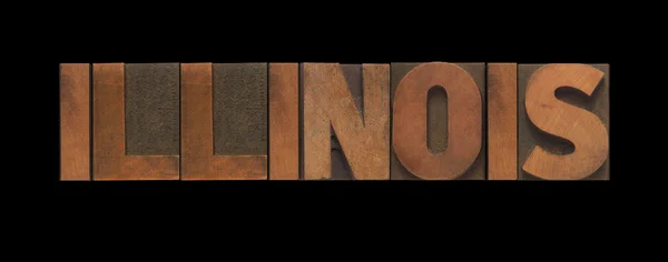 Word Illinois Old Letterpress Wood Type — Stock Photo, Image