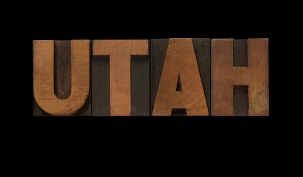 Palabra Utah Tipografía Antigua Tipo Madera — Foto de Stock