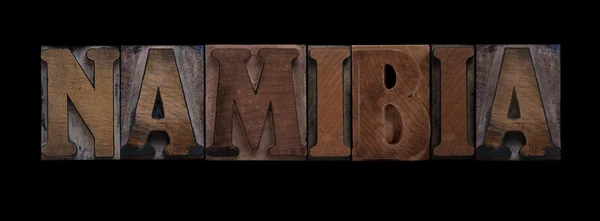 Namibia in old wood type — Stock Photo, Image