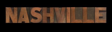 The word Nashville in old letterpress wood type clipart