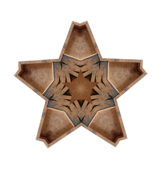 Five Point Star Illustration Letter Wood — Stock Photo, Image