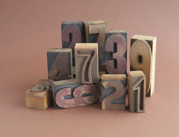 Grupa numerów drewna — Zdjęcie stockowe
