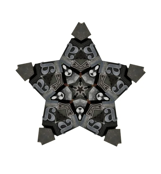 Five Point Stars Metal Type Gray Black — Stock Photo, Image