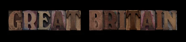 Great Britain in old wood type — Stock Photo, Image