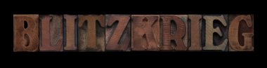 Blitzkrieg in old wood type clipart