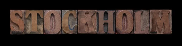 Word Stockholm Old Letterpress Wood Type — Stock Photo, Image
