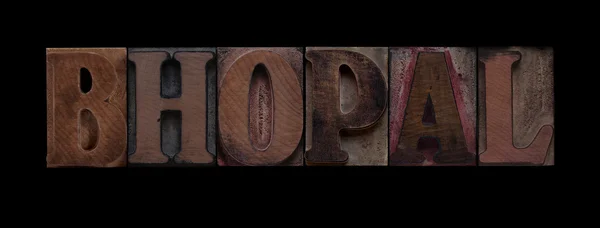 Parola Bhopal Nel Vecchio Tipo Legno Tipografico — Foto Stock