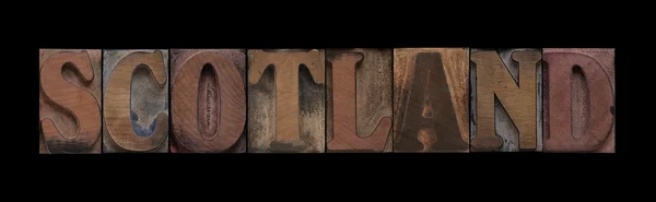 Word Scotland Old Letterpress Wood Type — Stock Photo, Image