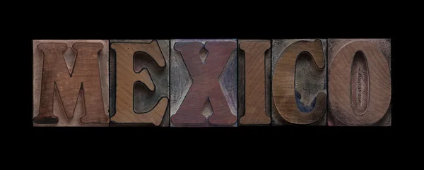 Слово Мексика Шрифтом Старий Високого Друку Деревини — стокове фото