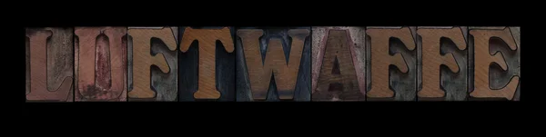 Word Luftwaffe Old Letterpress Wood Type — Stock Photo, Image