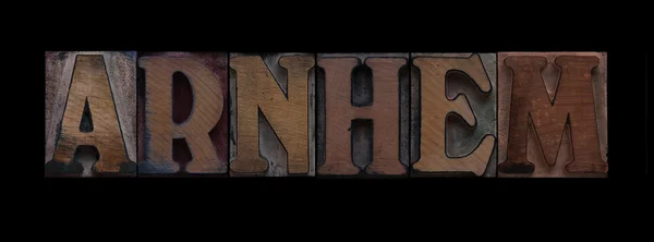 Слово Arnhem Шрифтом Старий Високого Друку Деревини — стокове фото