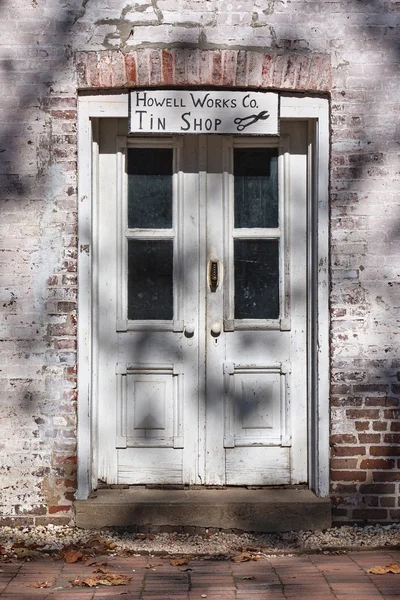 Die Tür Des Blechladens Historischen Allaire Village Neuem Trikot Usa — Stockfoto