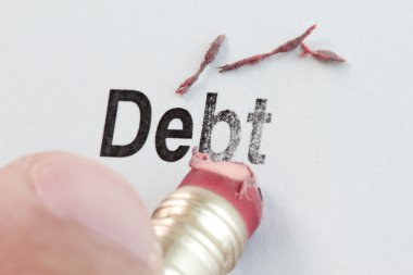 Eraser and word debt clipart