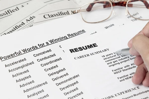 Powerful word for winning a resume — Stock Photo, Image