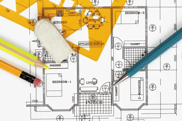 House plan blueprint — Stock Photo, Image
