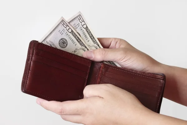 Fifty dollars in purse — Stock Photo, Image