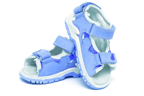Blå barnets sandaler — Stockfoto