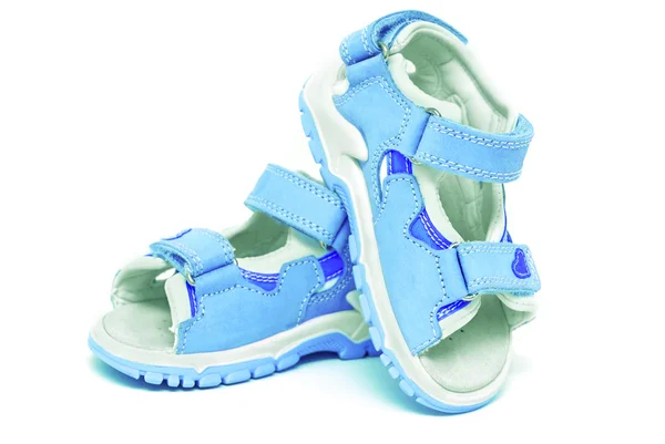 Blå barnets sandaler — Stockfoto