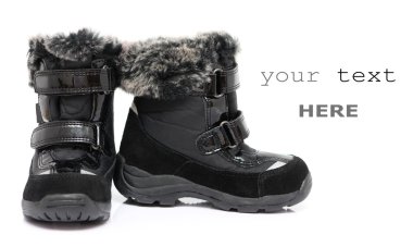 Black child's winter boots clipart