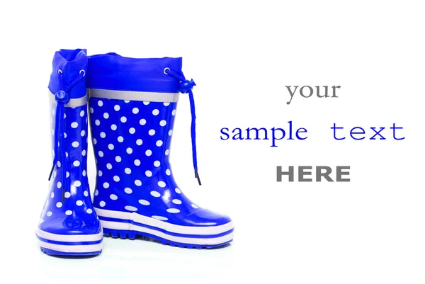 Blue Rubber Boots Kids Isolated White Background Space Text — Stock Photo, Image