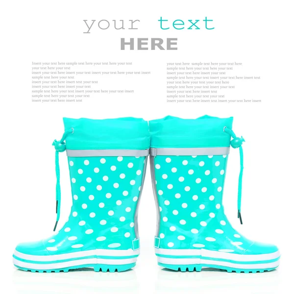 Cyan rubber boots — Stock Photo, Image