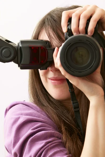 Girl with a camera — Stock Photo, Image