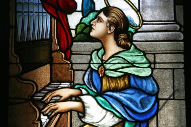 Saint Cecilia, stained glass clipart