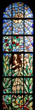 God Creating the Earth, Adam and Eve, stained glass clipart