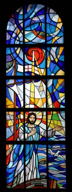 Jesus Calms a Storm on the Sea, stained glass clipart
