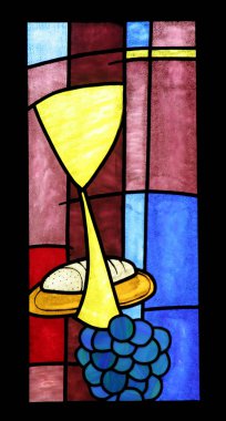 Eucharist, a bright and colorful stained glass window clipart