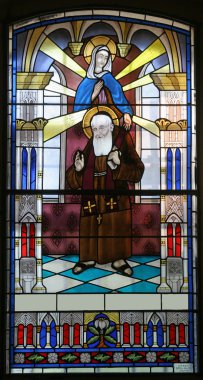 Stained glass with Saint Leopold Mandic clipart