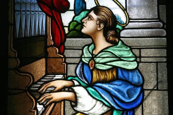 Heilige Cecilia Glasmalerei — Stockfoto