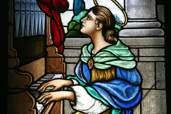 Saint Cecilia, stained glass