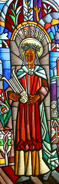Saint Cecilia Stained Glass — Stock Photo, Image