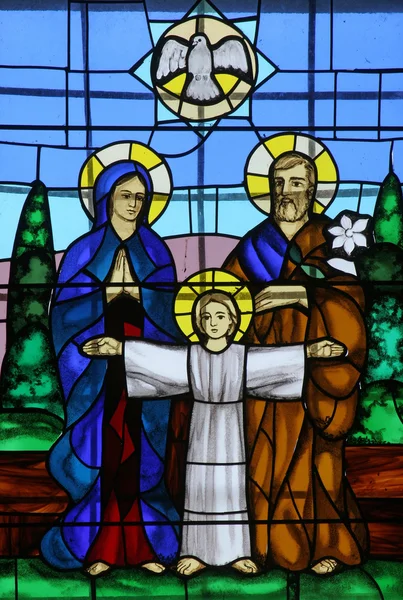 Heilige Familie Glasmalerei — Stockfoto