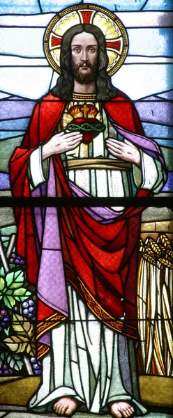 Sacred Heart Jesus Stained Glass — Stock Photo, Image